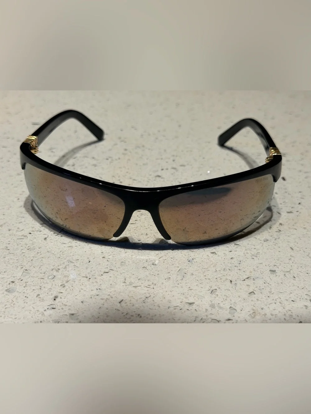 Miu Miu Black Sport Sunglasses with mirror Lenses